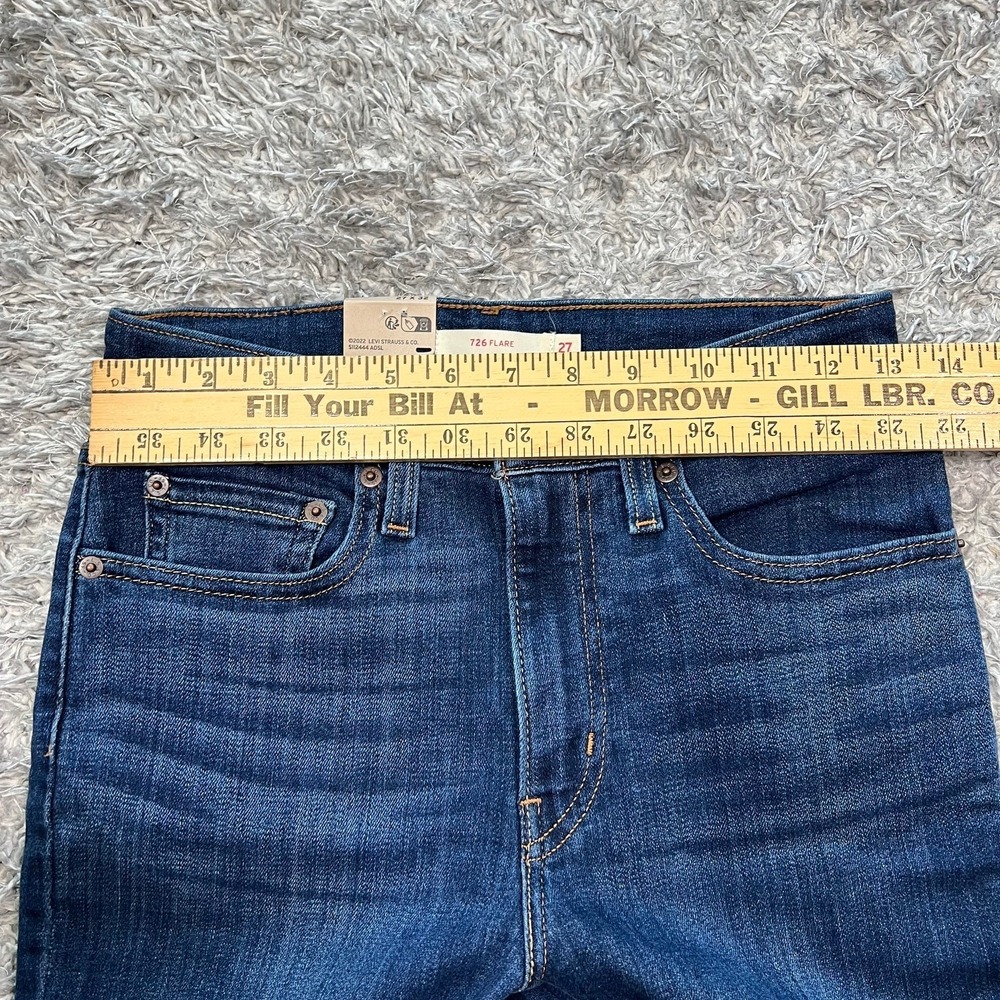 Levi's 726 High Rise Flare Jeans Dark Wash Y2K Bootcut Denim 27x32 *26.5x31.5 - Picture 8 of 14